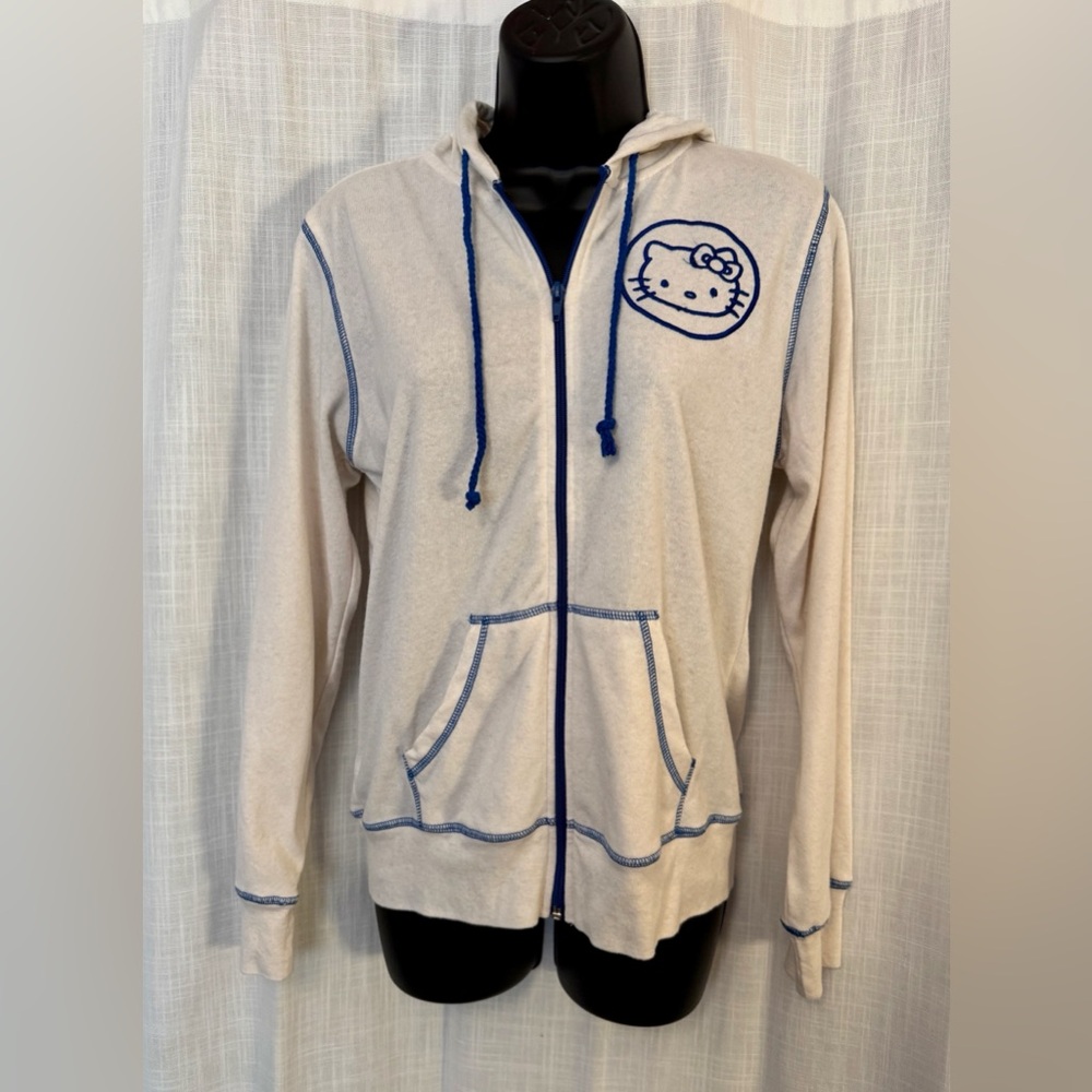 Hello Kitty Cream Hoodie with Blue Accents